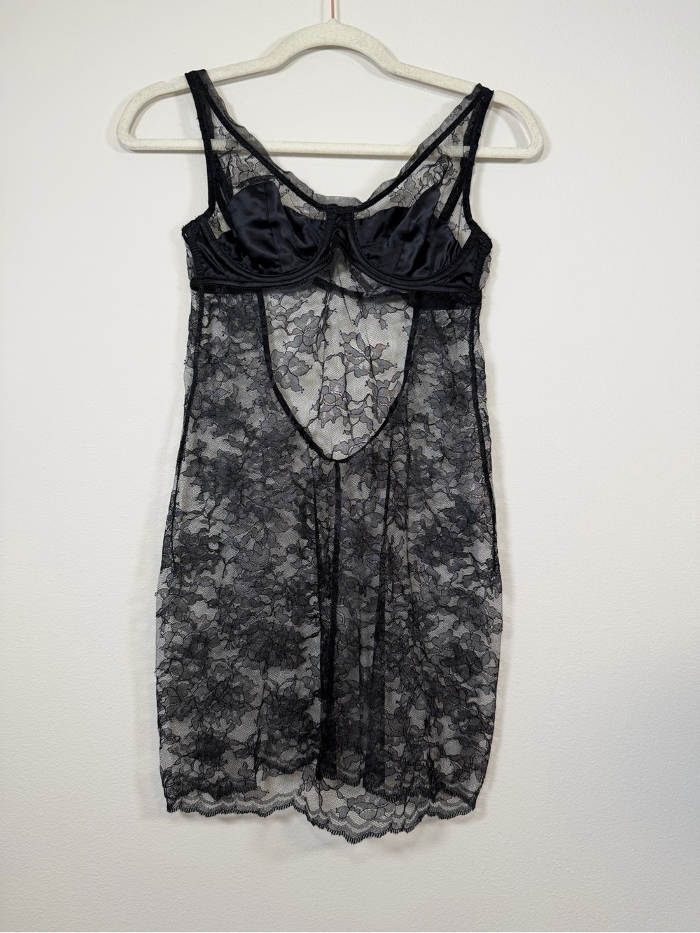 NWOT Victoria's Secret Lingerie Slip 2-Piece Sheer Lace Chemise Thong Women 34C